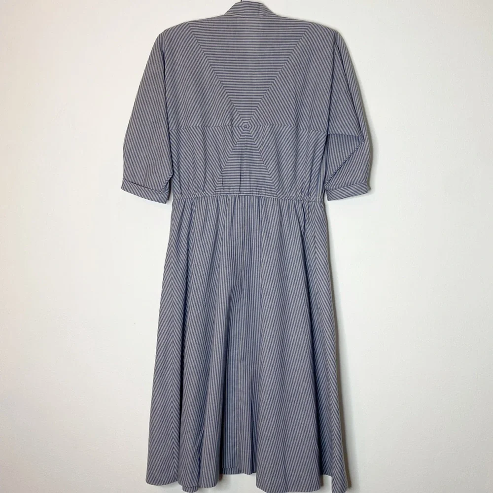 Vintage Ilse M 70s Midi Flared Striped Dress Size 8 - Picture 8 of 8